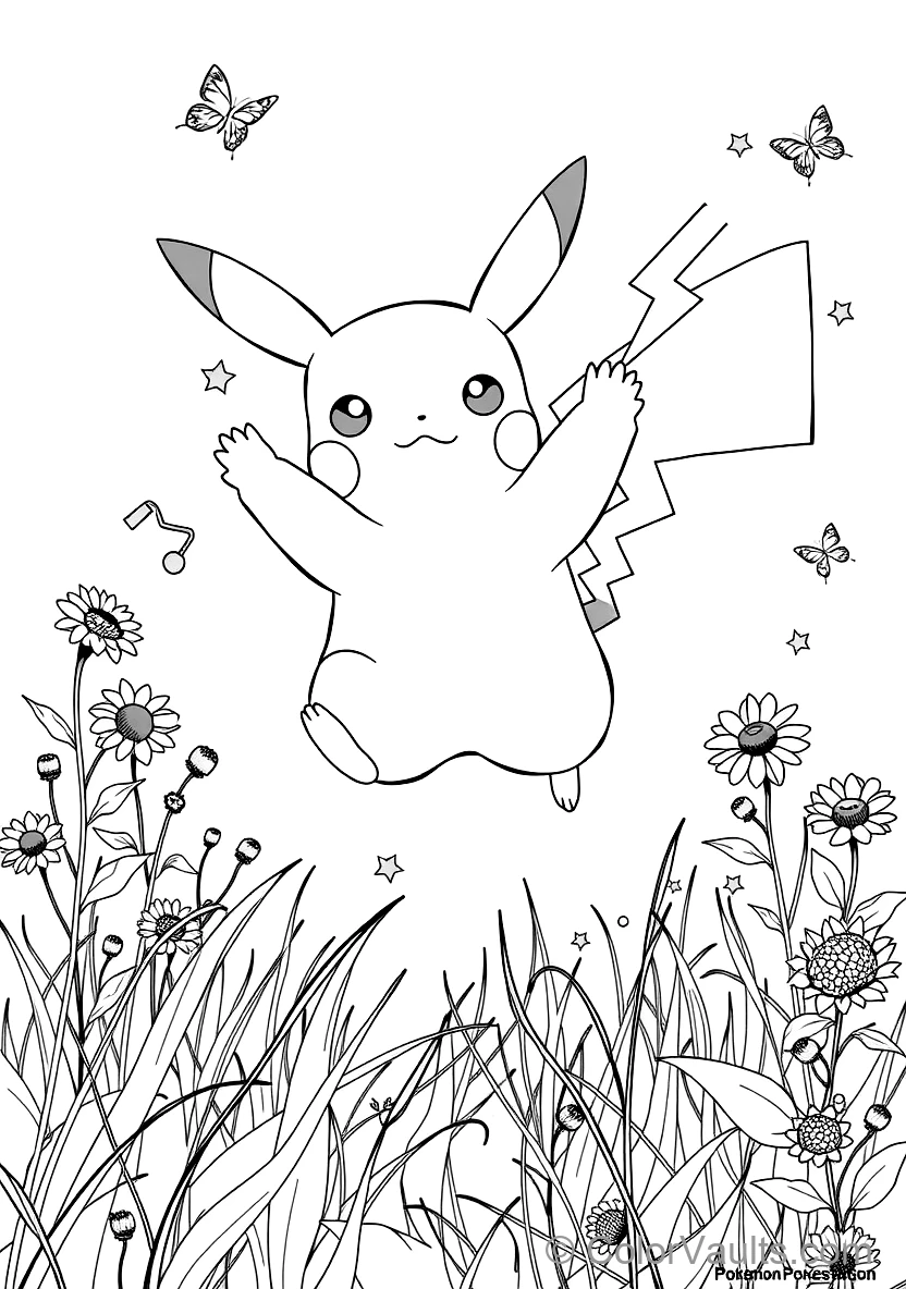 Pikachu Leaping in Mid-air Releasing Bright Sparks (Scene 5)