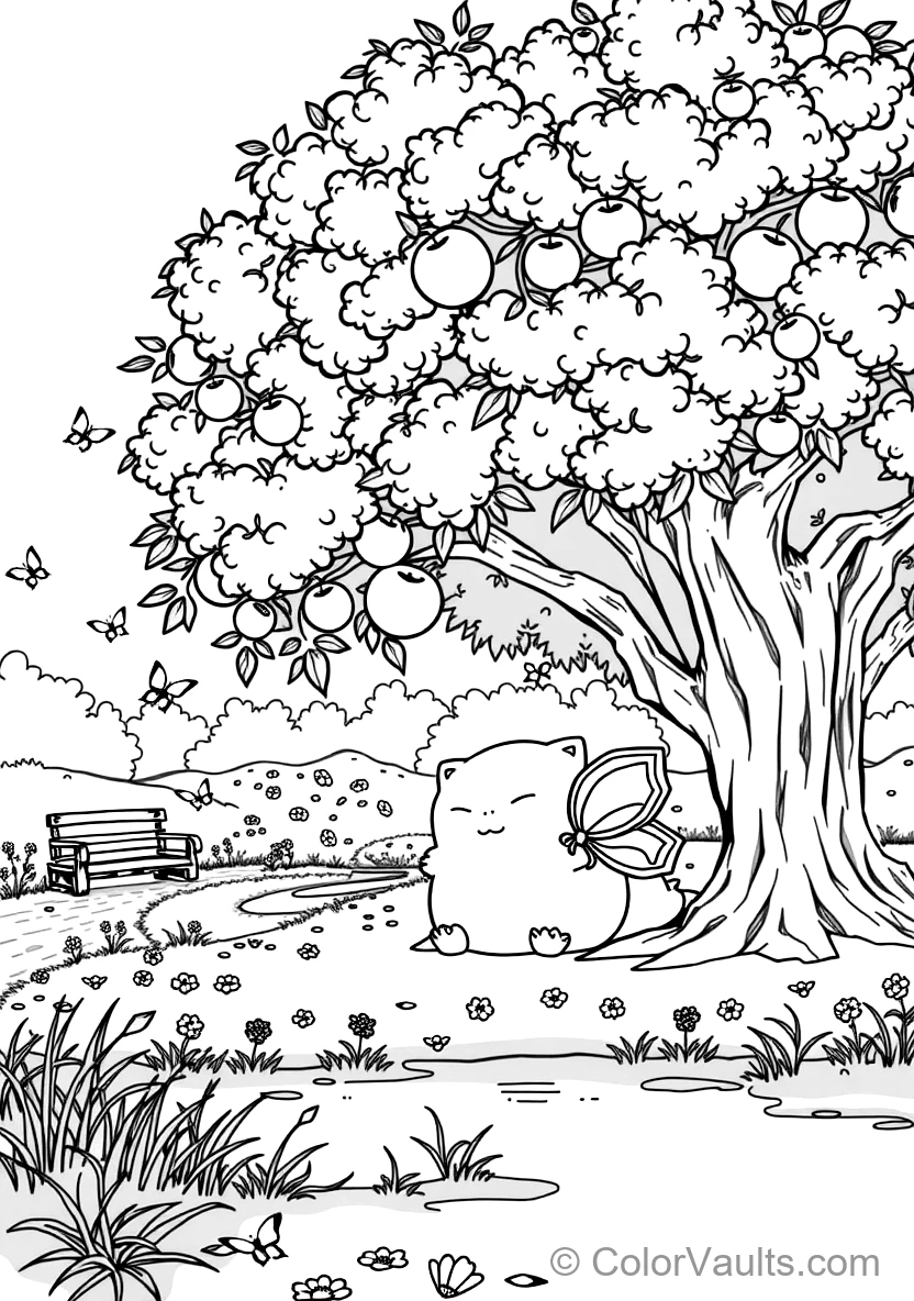 Snorlax Sleeping Peacefully Under a Giant under a Shady Apple Tree (Scene 6)