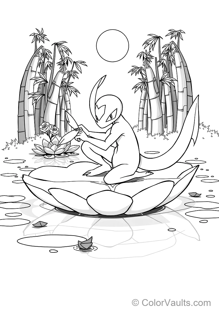 Greninja Crouching on a Giant Floating Lily Pad (Scene 7)