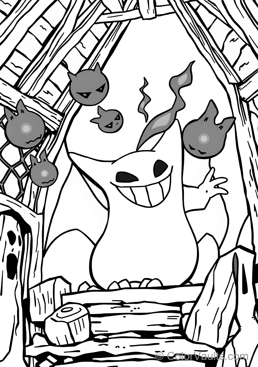 Gengar Emerging Mischievously from Shadows (Scene 4)