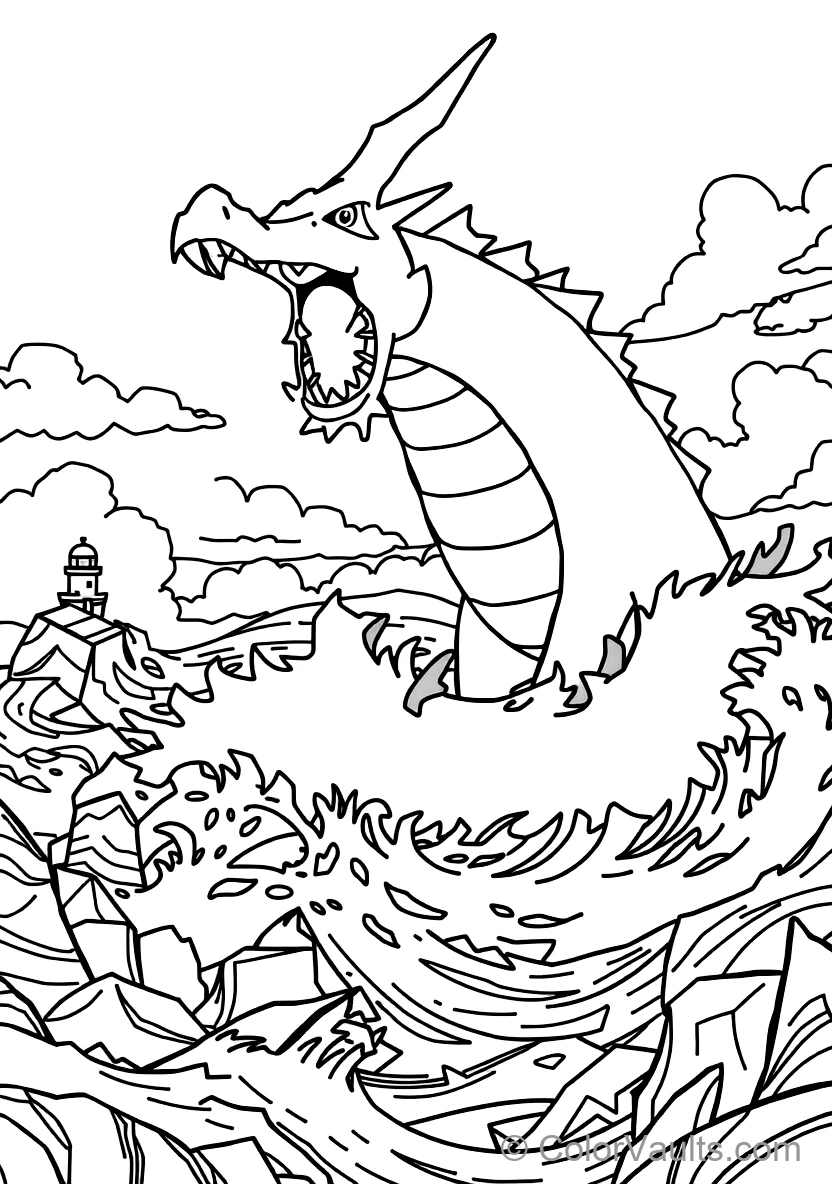 Gyarados Emerging Fiercely from a Colossal Whirlpool (Scene 6)