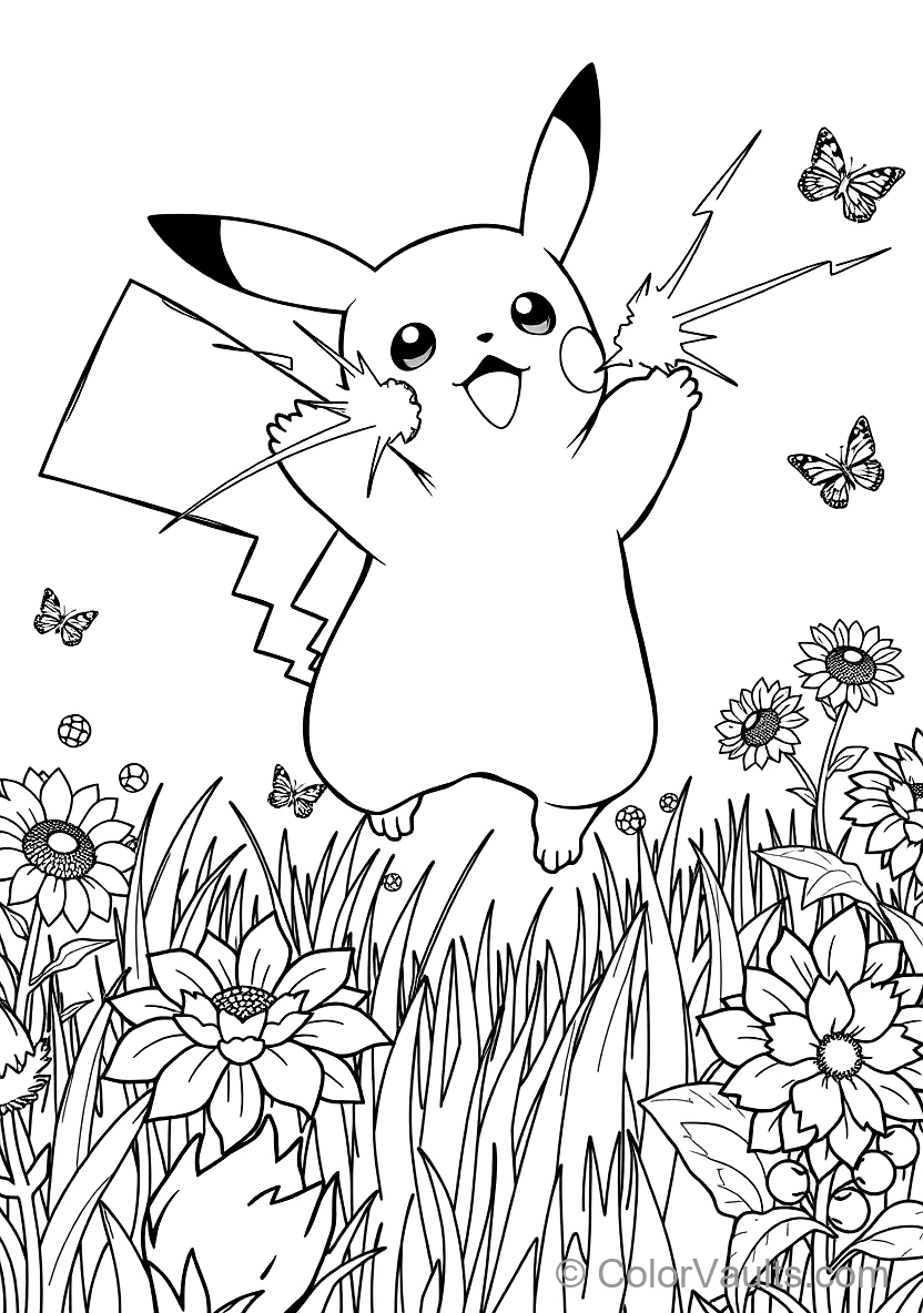 Pikachu Leaping in Mid-air Releasing Bright Sparks (Scene 6)