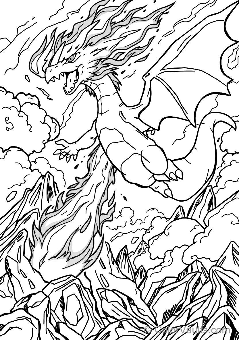 Charizard Flying Through Storm Clouds Breathing Fire (Scene 5)