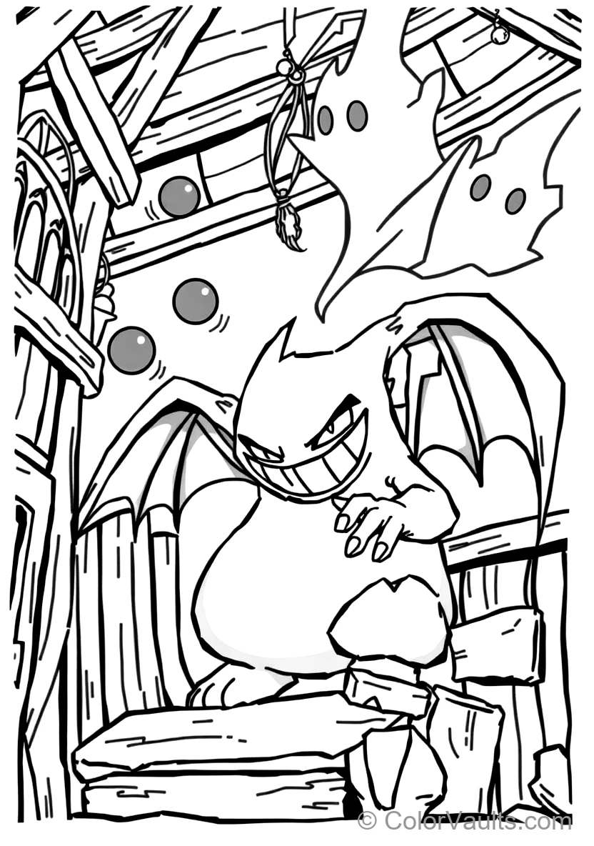 Gengar Emerging Mischievously from Shadows (Scene 5)