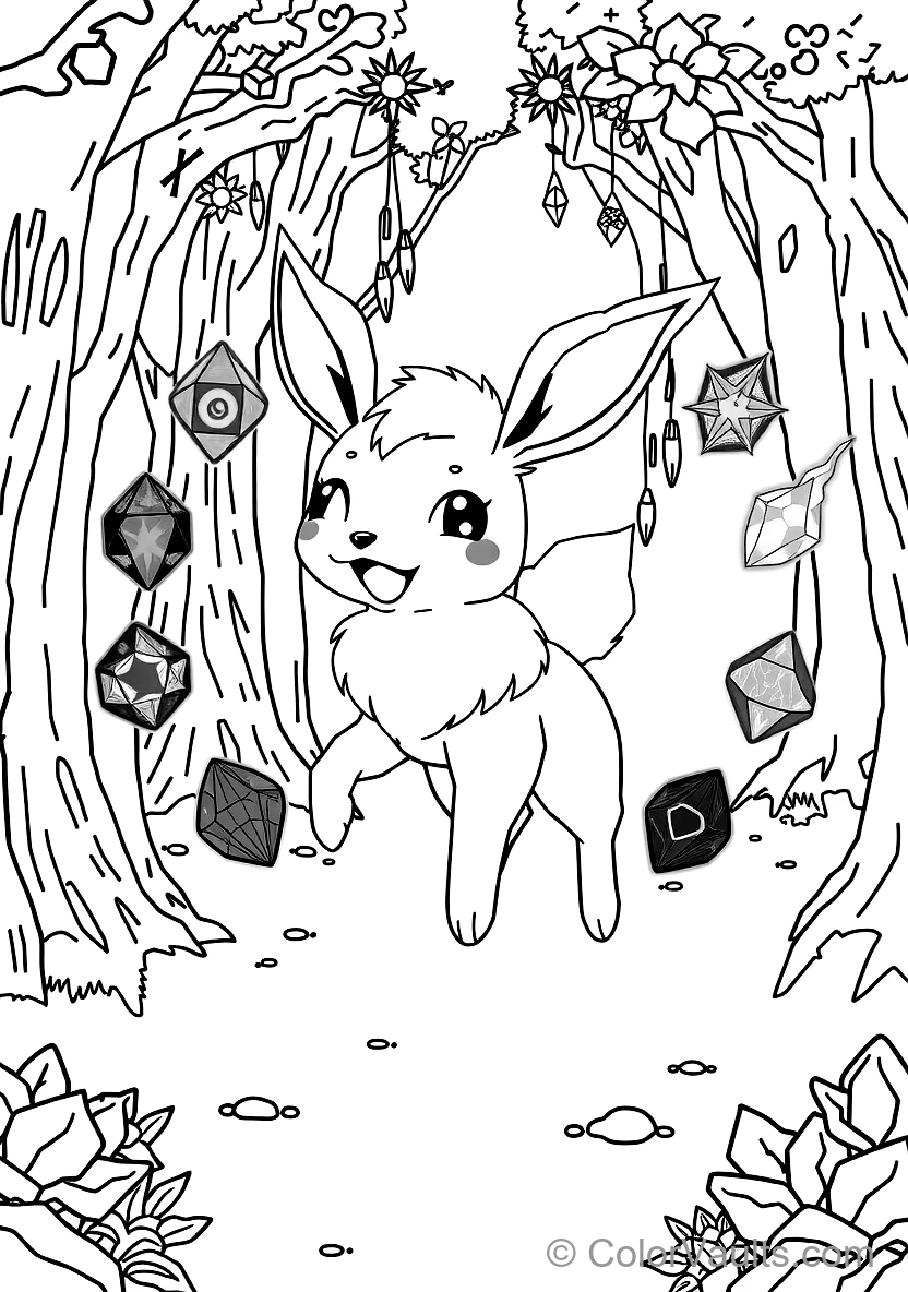 Eevee Prancing Joyfully in a Circle of with All Eight Eeveelutions (Scene 8)