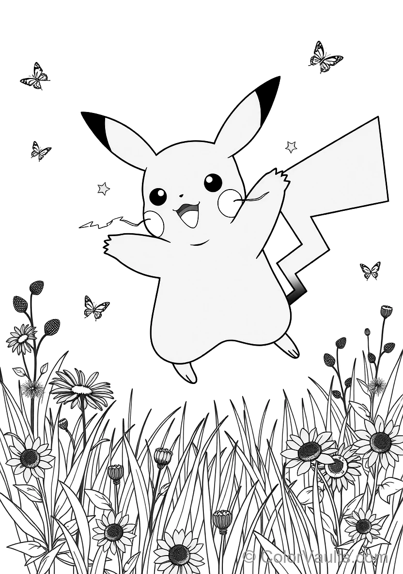 Pikachu Leaping in Mid-air Releasing Bright Sparks (Scene 7)