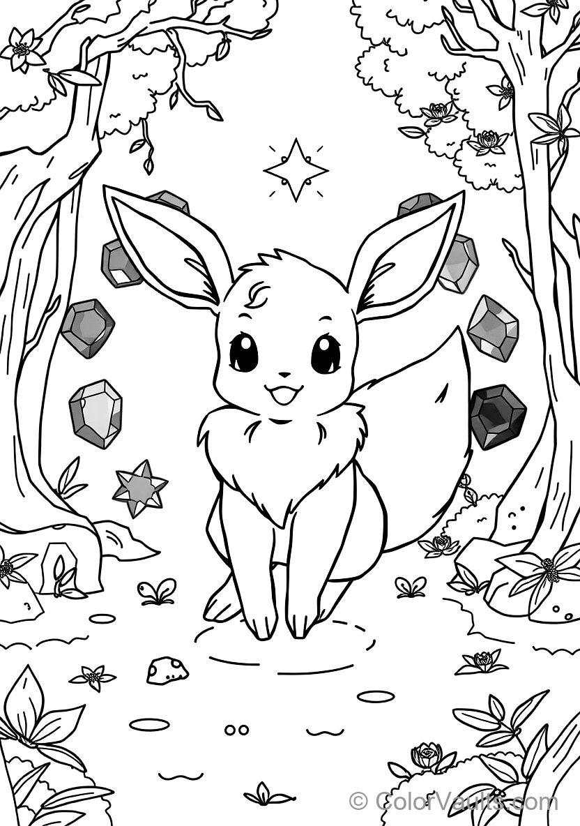 Eevee Prancing Joyfully in a Circle of with All Eight Eeveelutions (Scene 9)