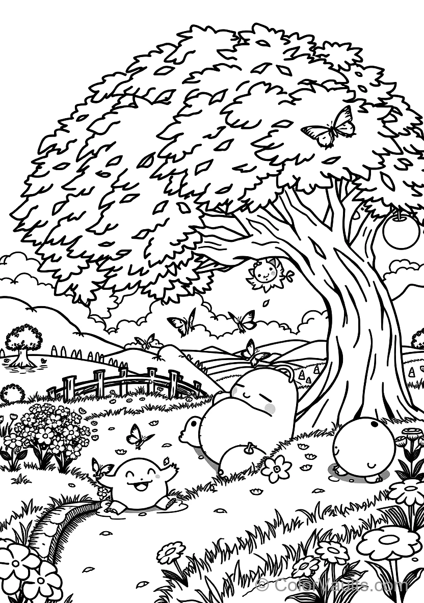 Snorlax Sleeping Peacefully Under a Giant under a Shady Apple Tree (Scene 8)