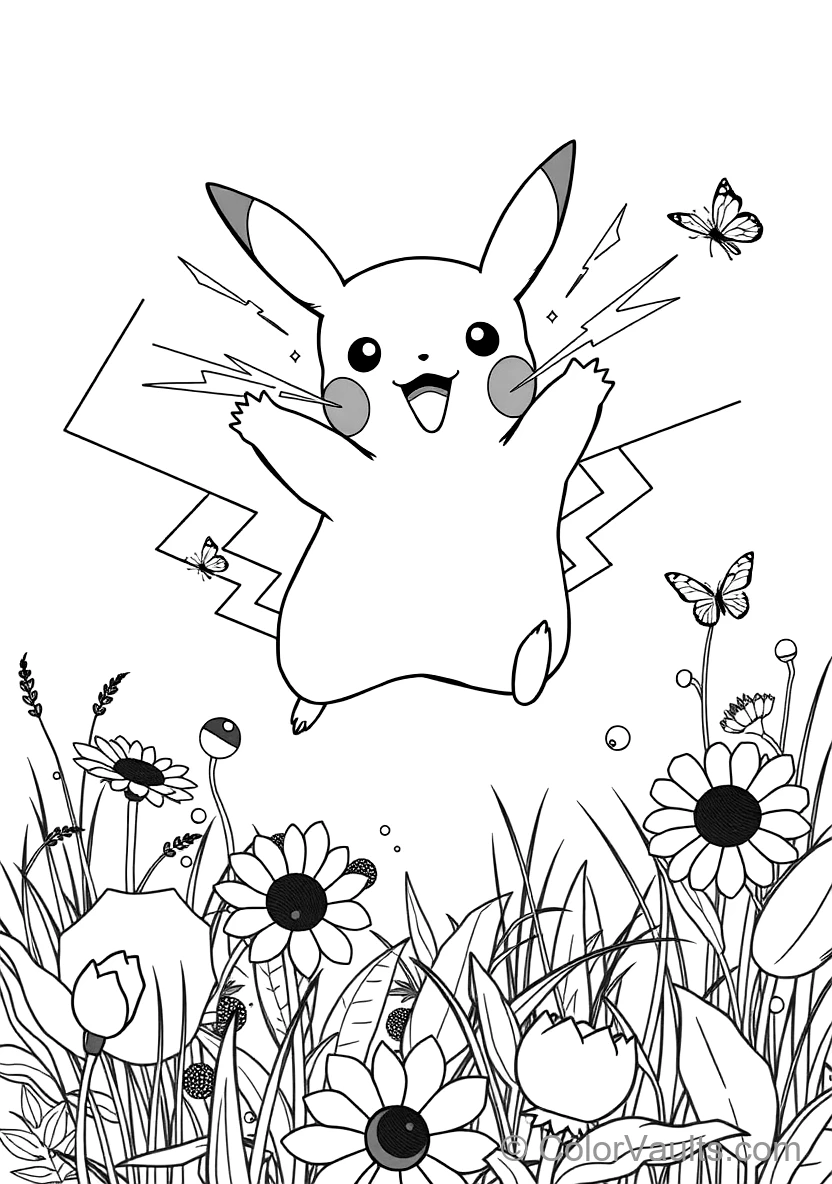 Pikachu Leaping in Mid-air Releasing Bright Sparks (Scene 8)