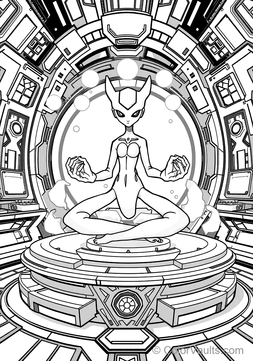 Mewtwo Levitating Gracefully in Deep Meditation (Scene 8)