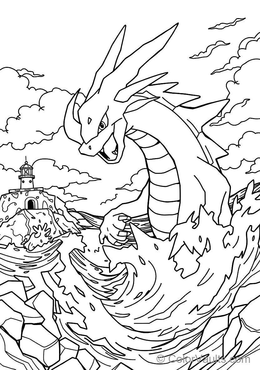 Gyarados Emerging Fiercely from a Colossal Whirlpool (Scene 8)
