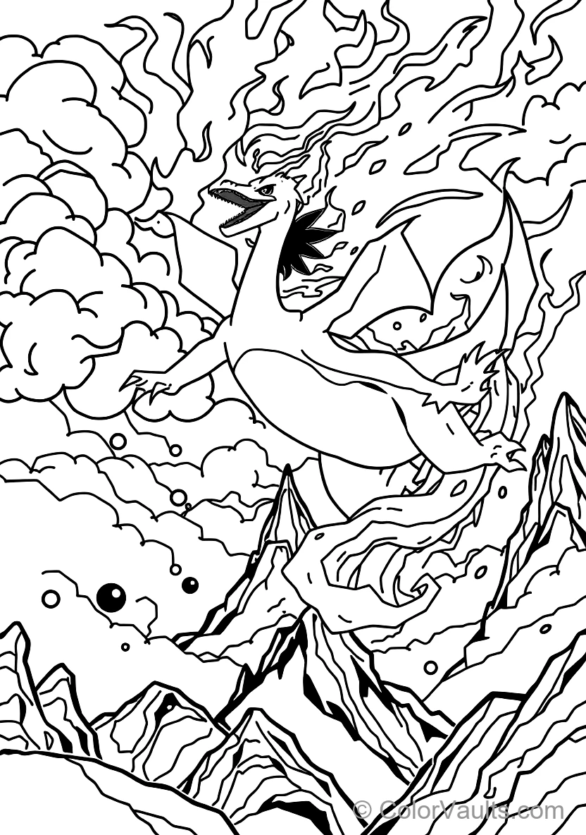 Charizard Flying Through Storm Clouds Breathing Fire (Scene 8)