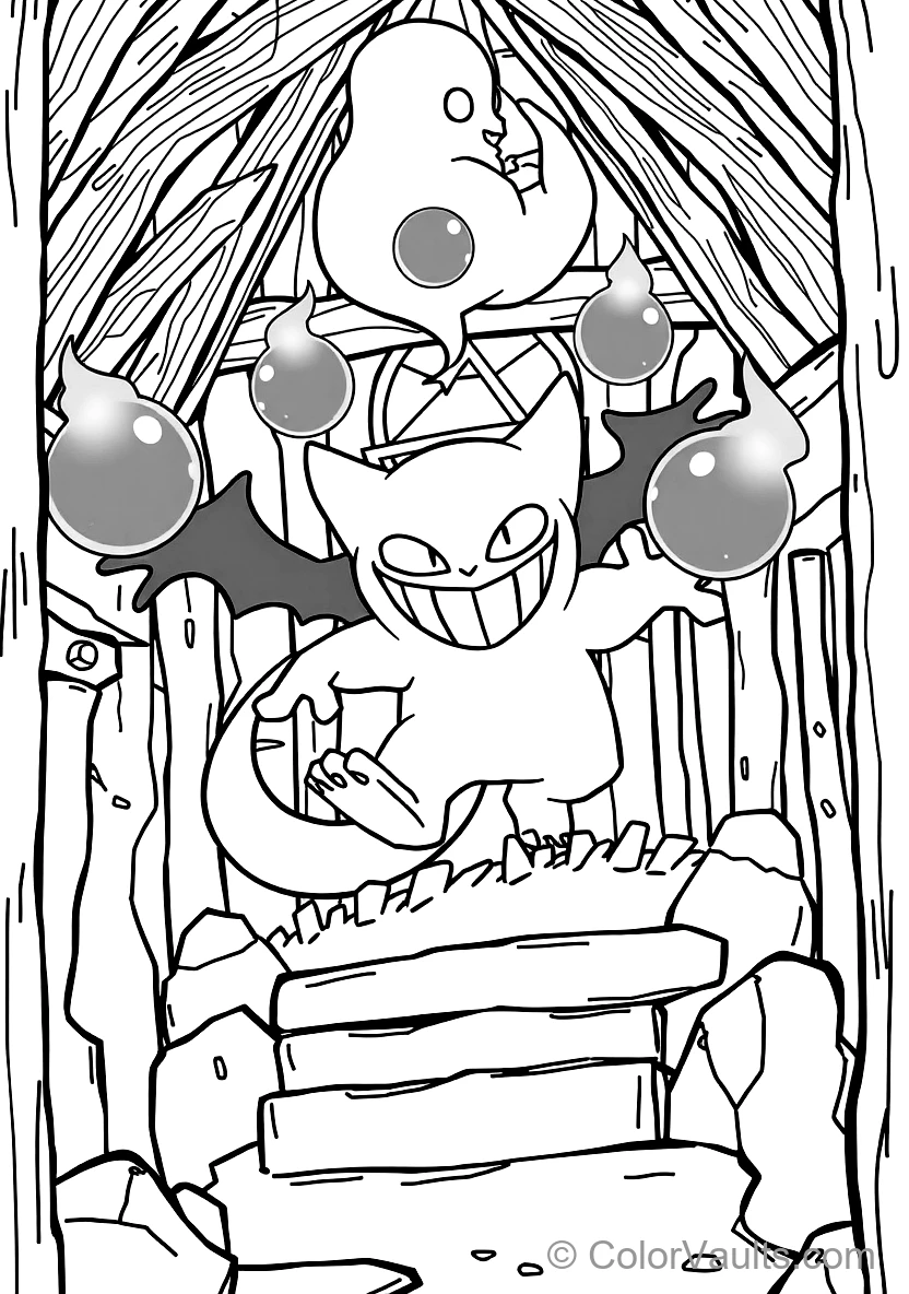 Gengar Emerging Mischievously from Shadows (Scene 8)