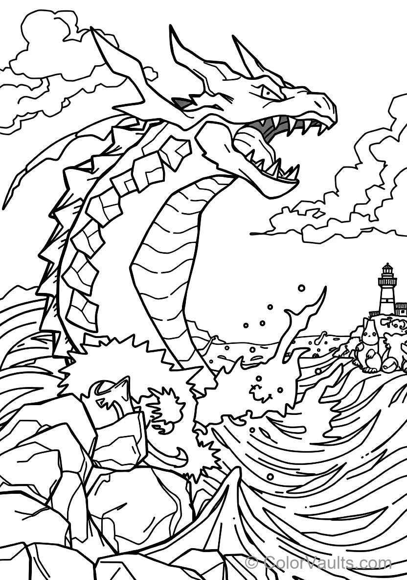 Gyarados Emerging Fiercely from a Colossal Whirlpool (Scene 10)