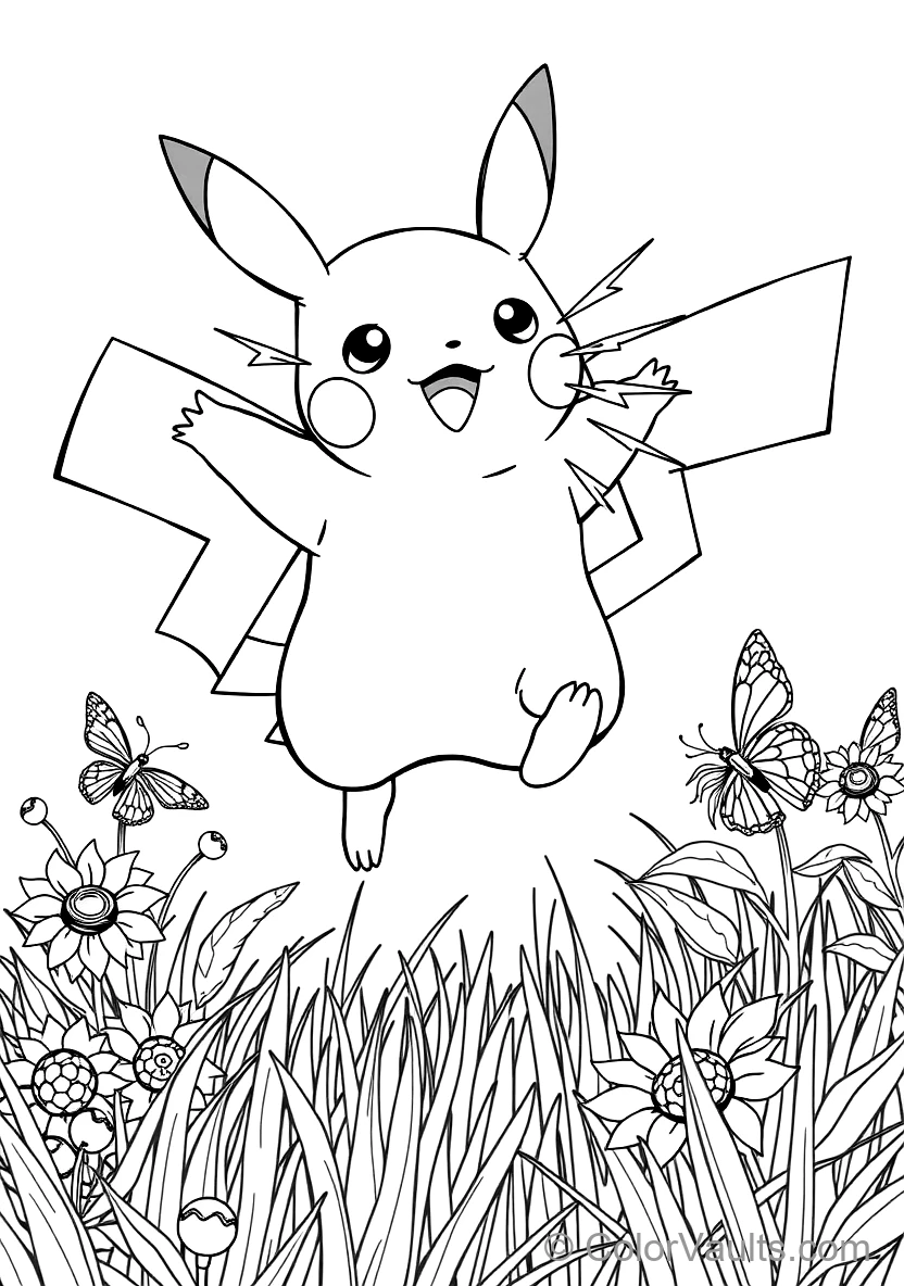 Pikachu Leaping in Mid-air Releasing Bright Sparks (Scene 9)