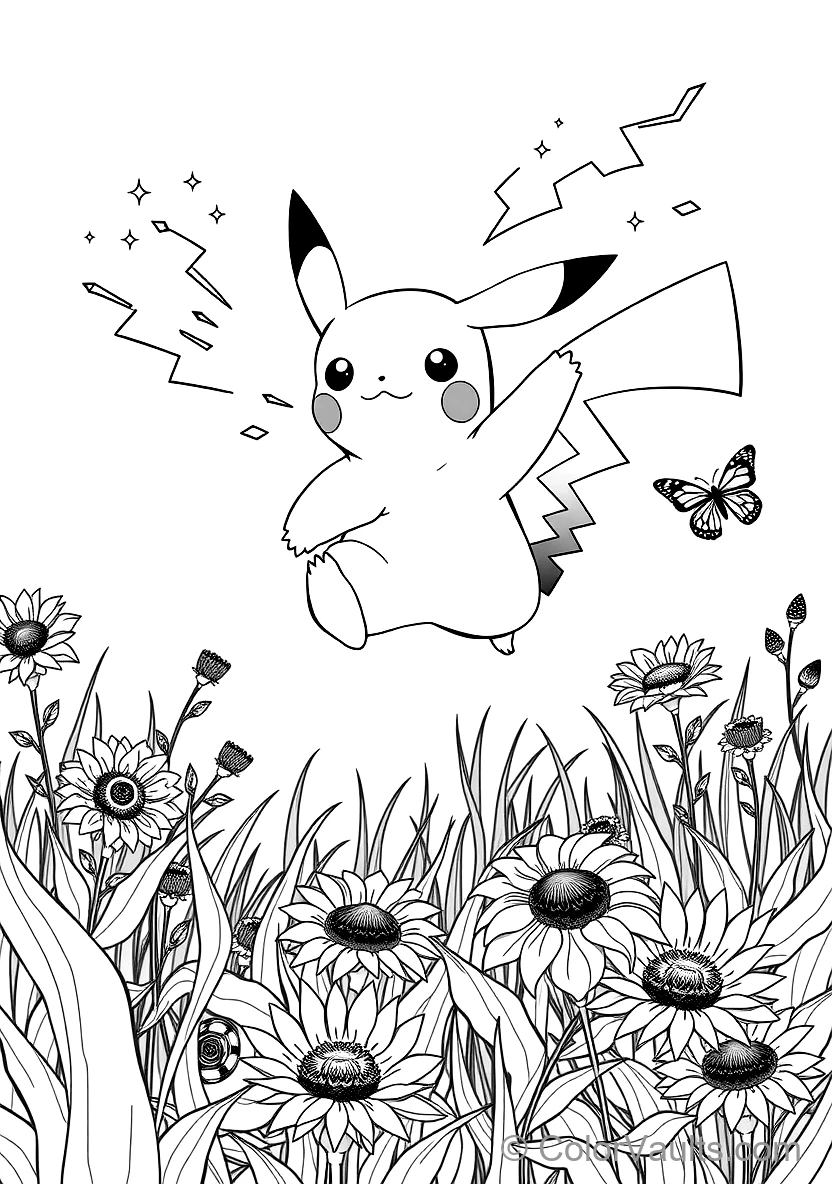 Pikachu Leaping in Mid-air Releasing Bright Sparks (Scene 10)