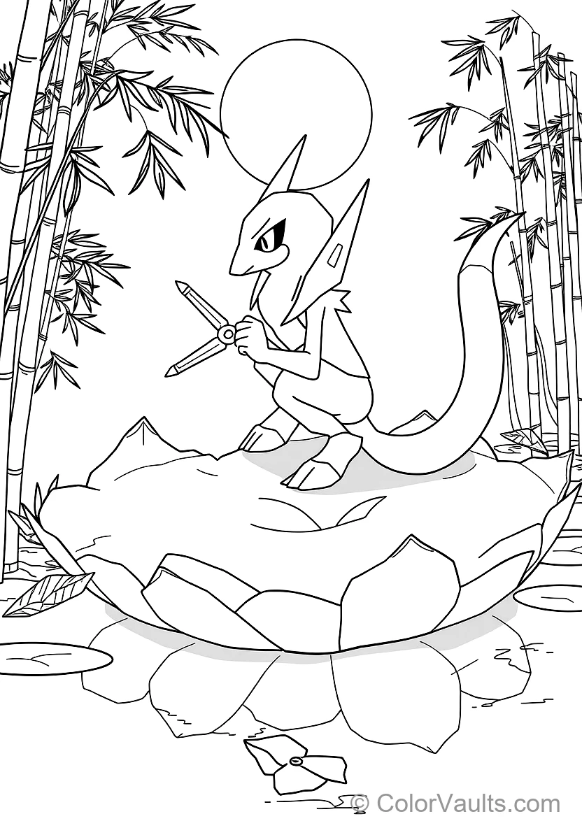 Greninja Crouching on a Giant Floating Lily Pad (Scene 10)