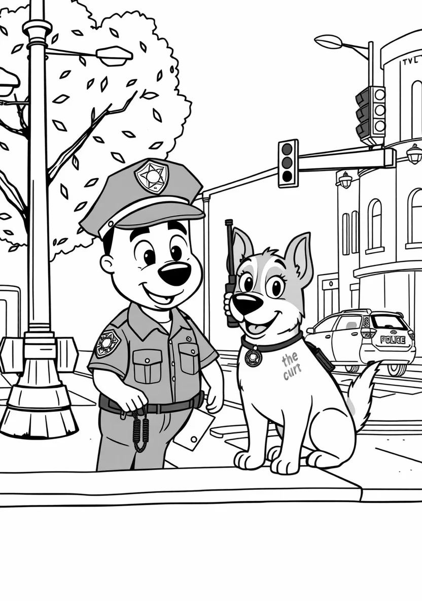 Police & Rescue Heroes coloring page 1