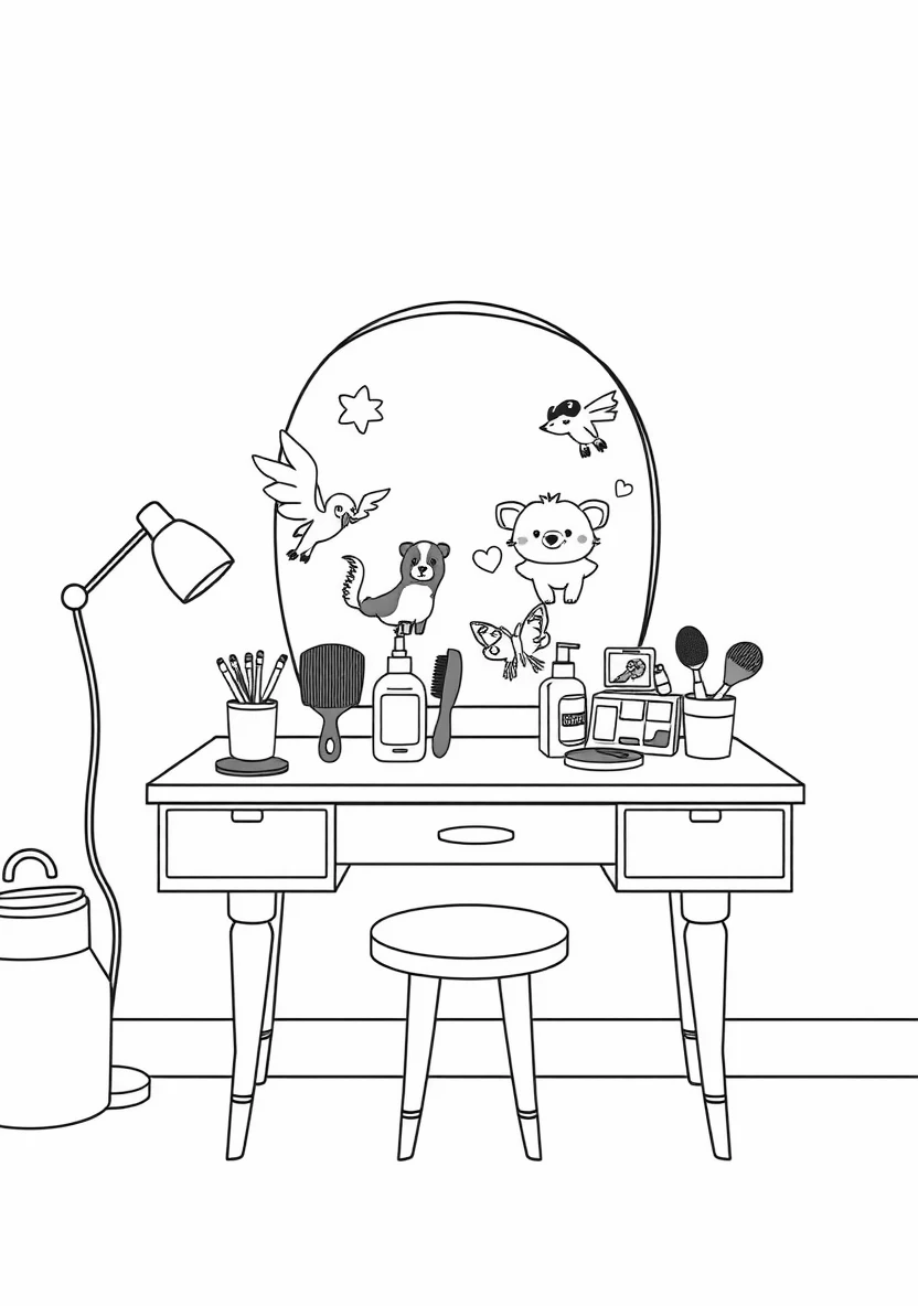 Trendy Girls & Fashion Styles coloring page 1