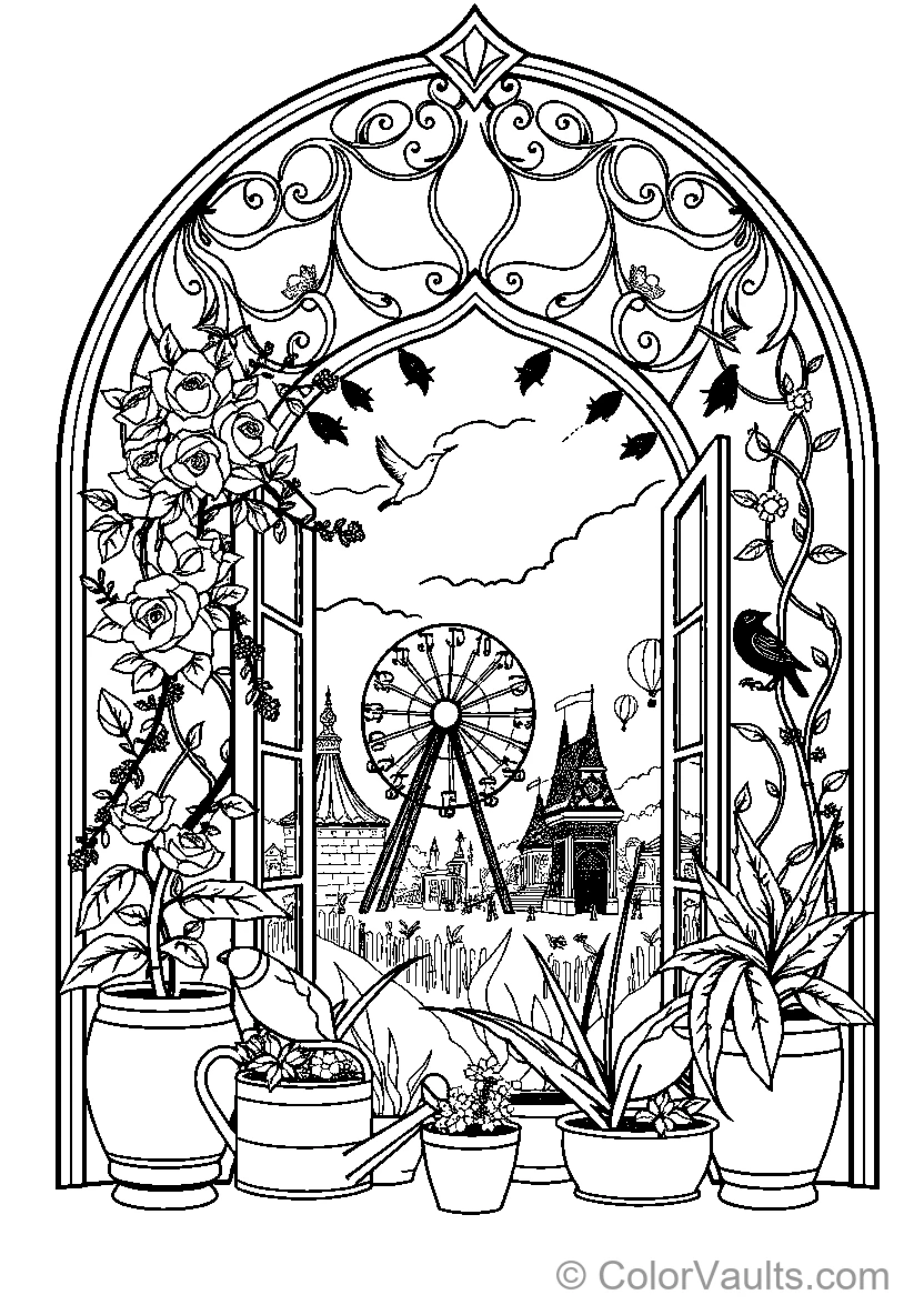 Fantasy Ferris Wheel And Castle