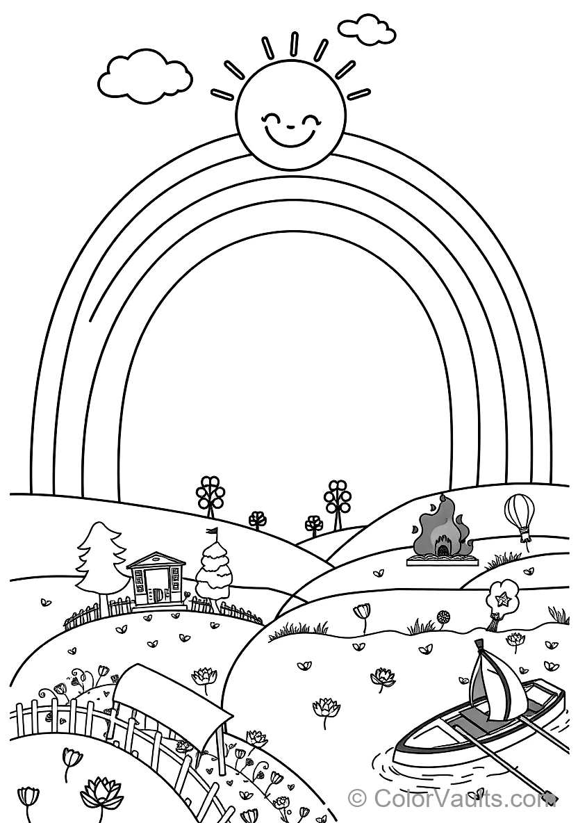 Rainbows & Sunshine coloring page 2
