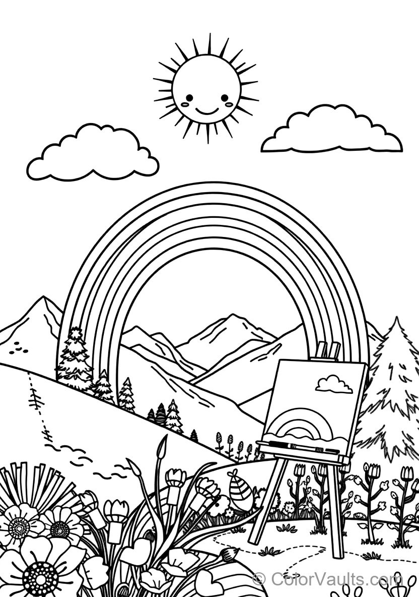 Rainbows & Sunshine coloring page 3
