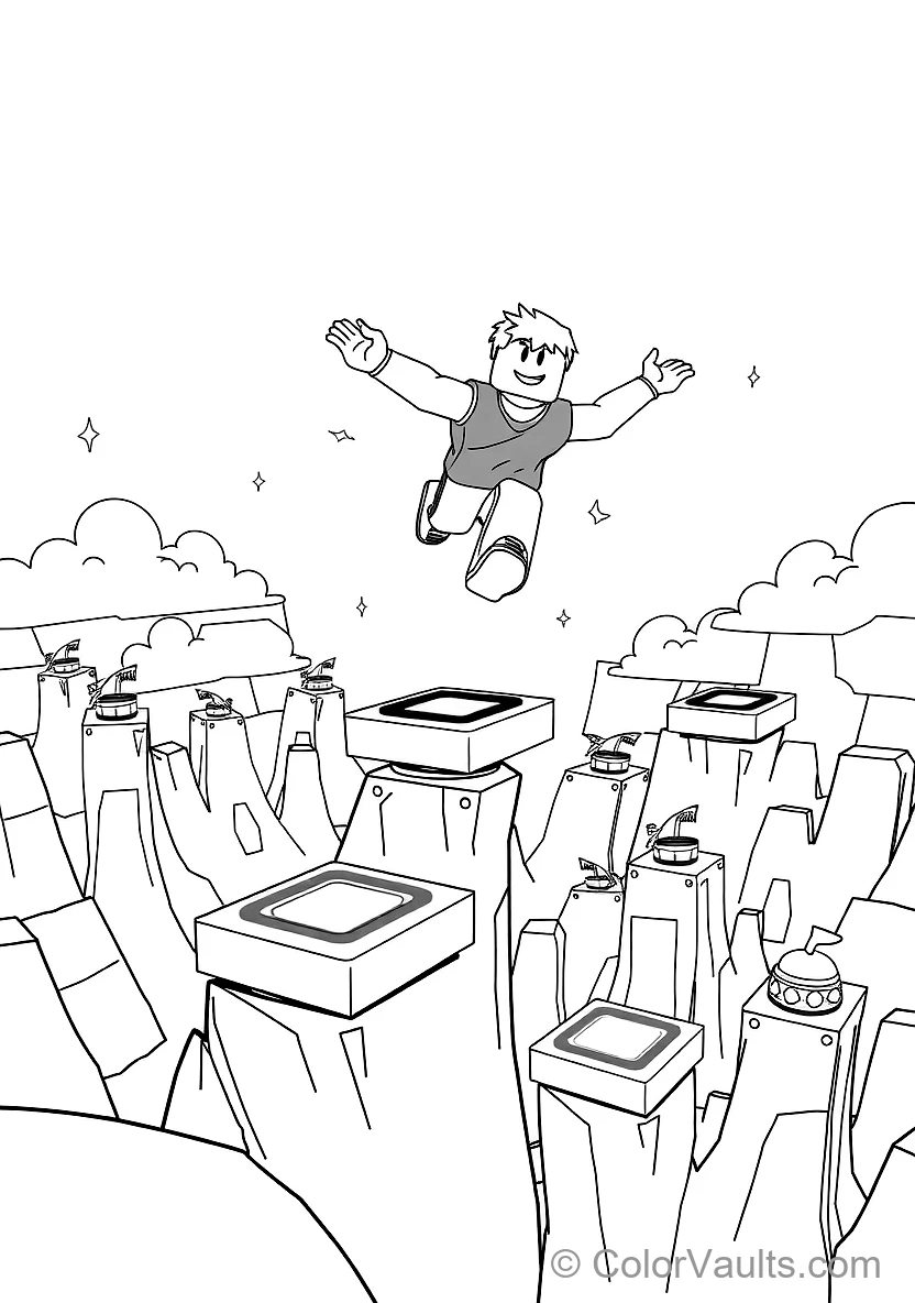 Roblox Player Doing an Acrobatic Parkour Leap Across (Scene 3)