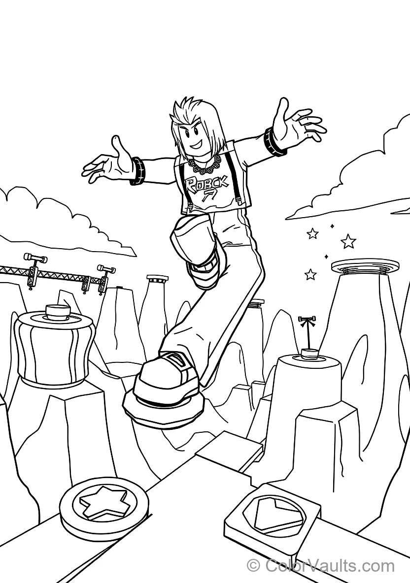 Roblox Player Doing an Acrobatic Parkour Leap Across (Scene 6)