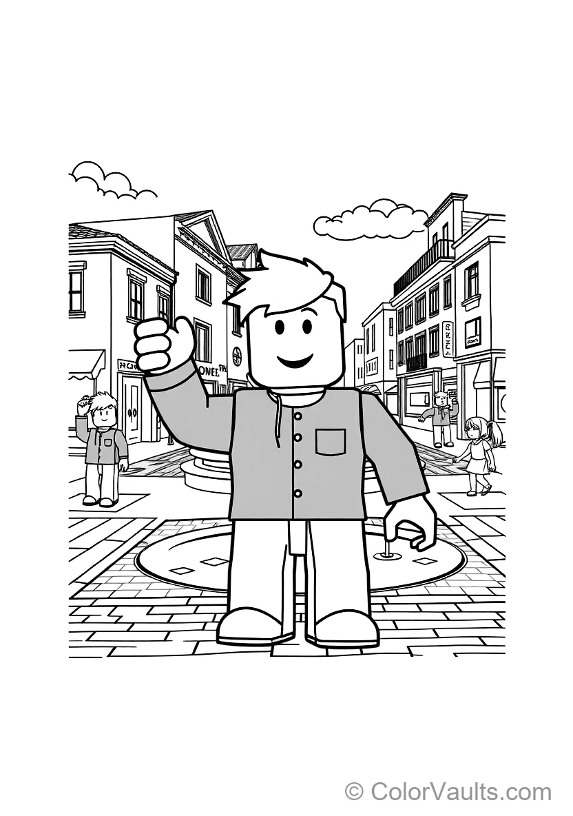 Classic Roblox Noob Avatar with Yellow Head and Blue (Scene 3)