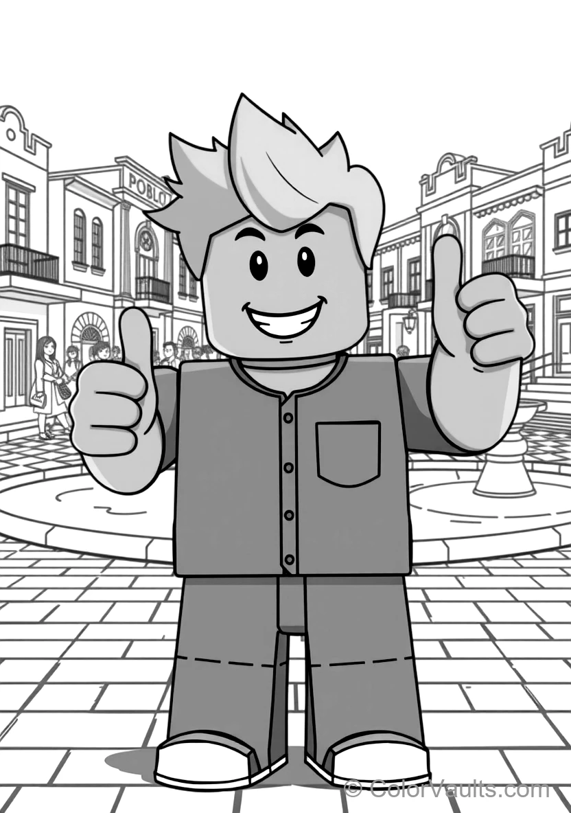 Classic Roblox Noob Avatar with Yellow Head and Blue (Scene 5)