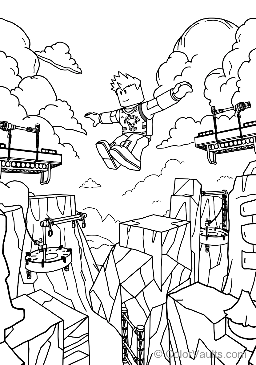 Roblox Player Doing an Acrobatic Parkour Leap Across (Scene 12)