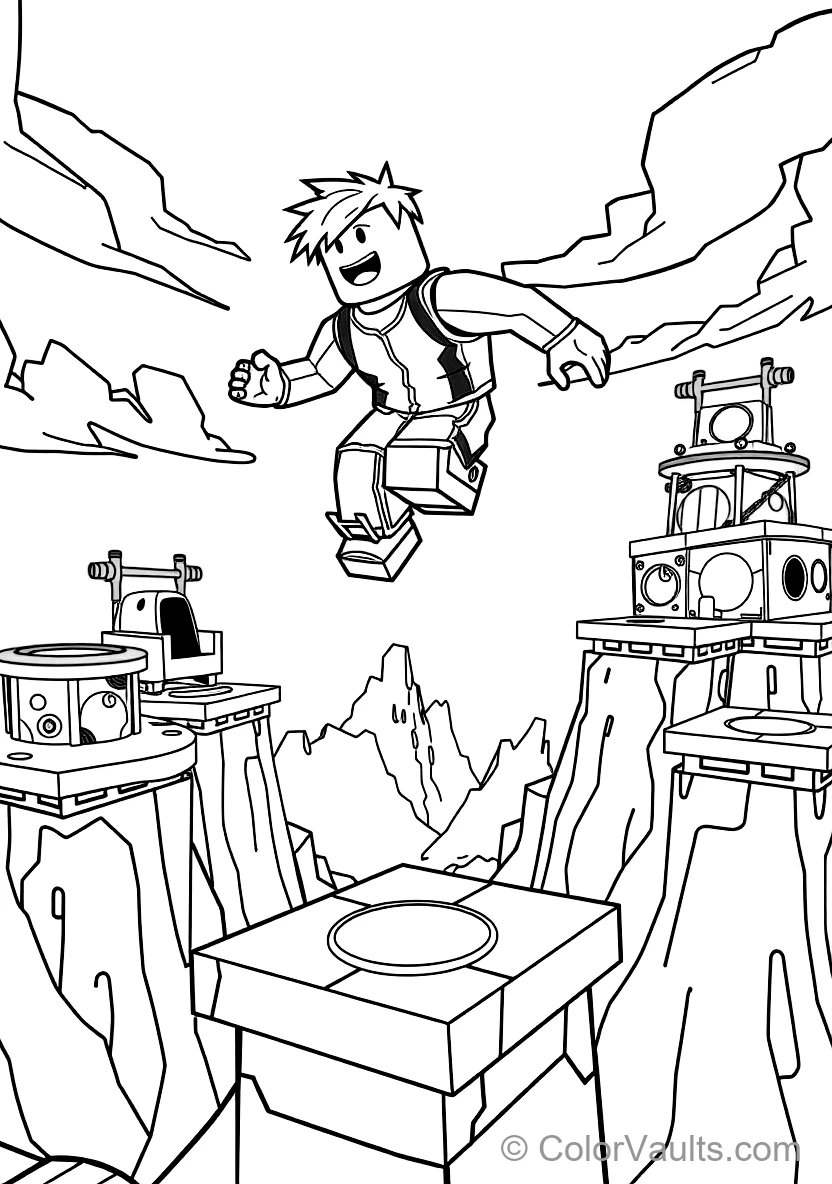 Roblox Player Doing an Acrobatic Parkour Leap Across (Scene 14)