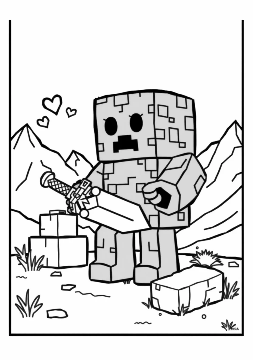 A Pixelated Blocky Creeper Stand