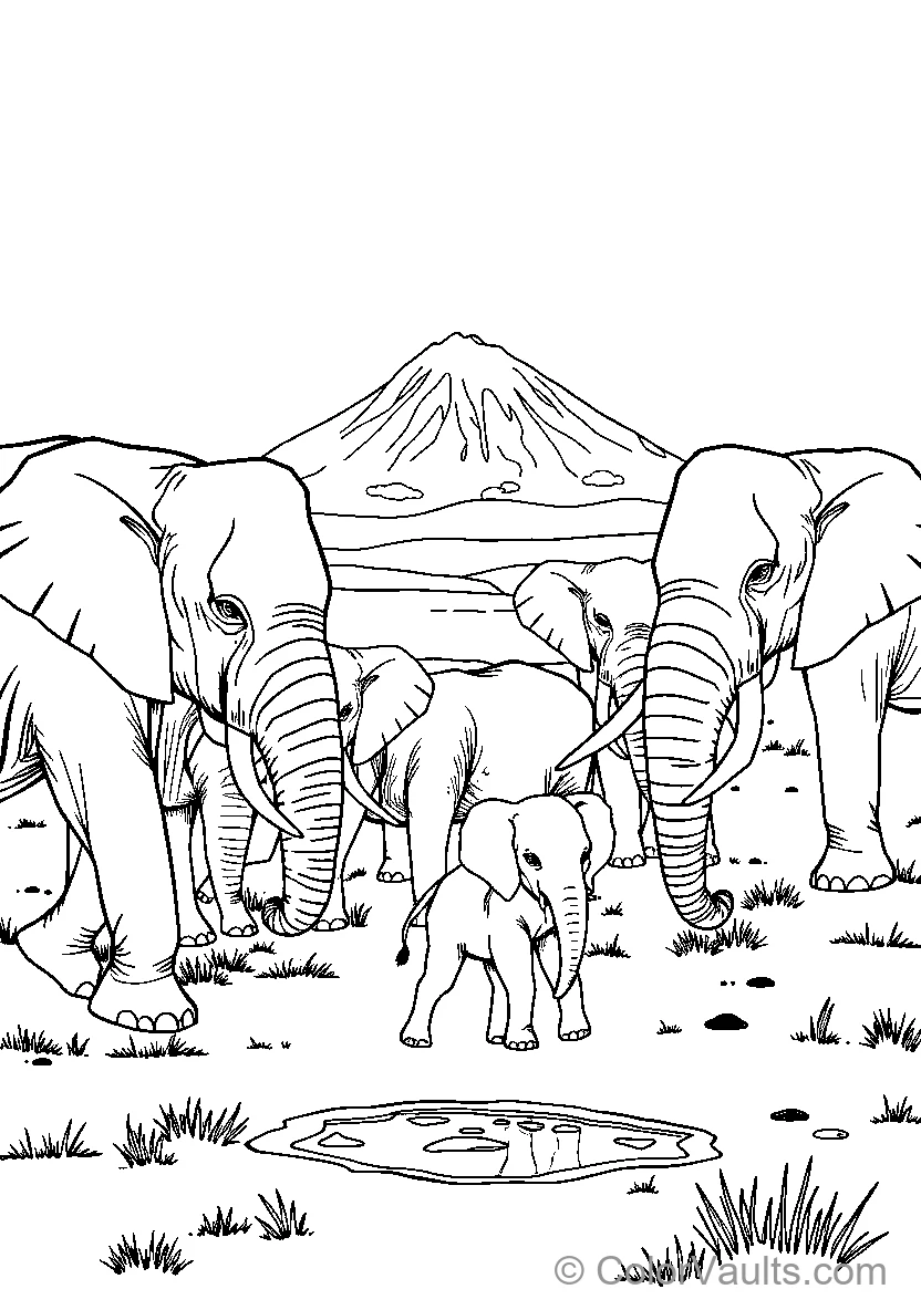 Elephant Family Gathering (Scene 2)