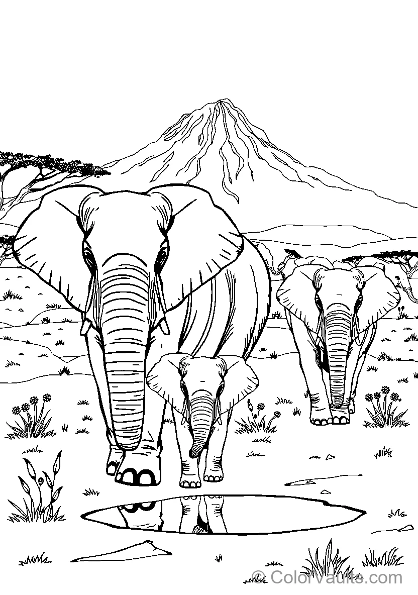 Elephants At A Water Hole