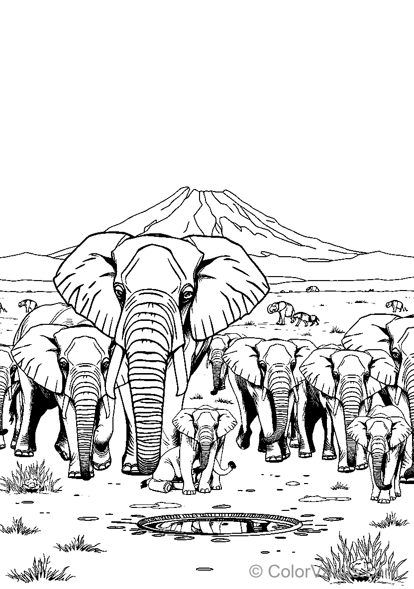 Elephants At A Watering Hole