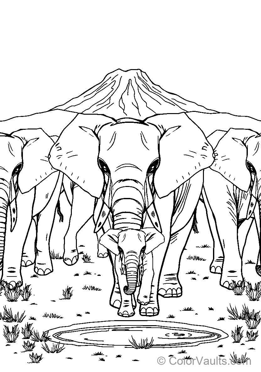 Elephants At A Watering Hole (Scene 3)