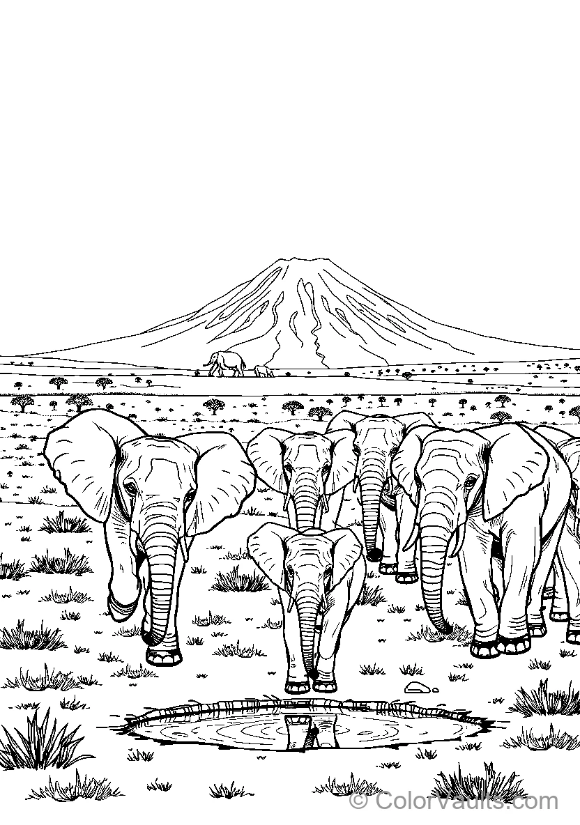 Elephants At A Watering Hole (Scene 7)