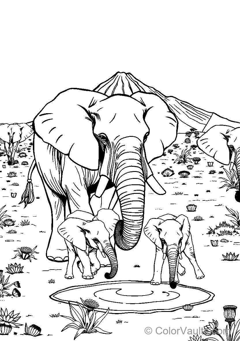 Elephants By The Watering Hole