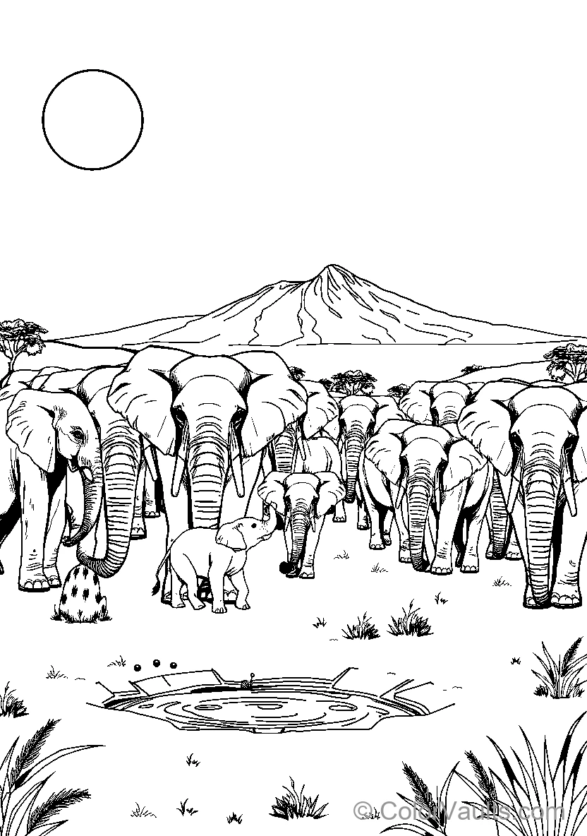 Herd Of Elephants Gathering