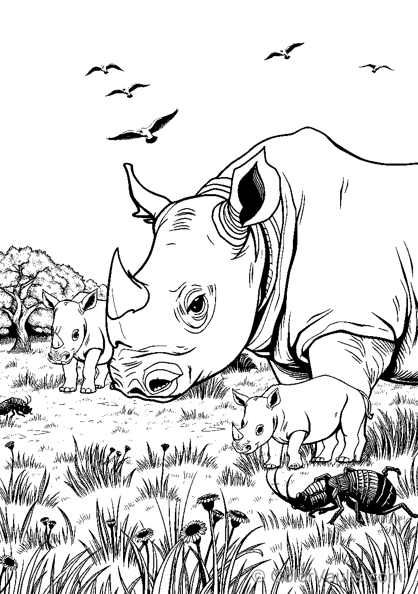 Rhinoceros Family Gathering