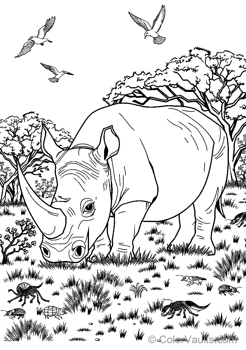 Rhinoceros Grazing