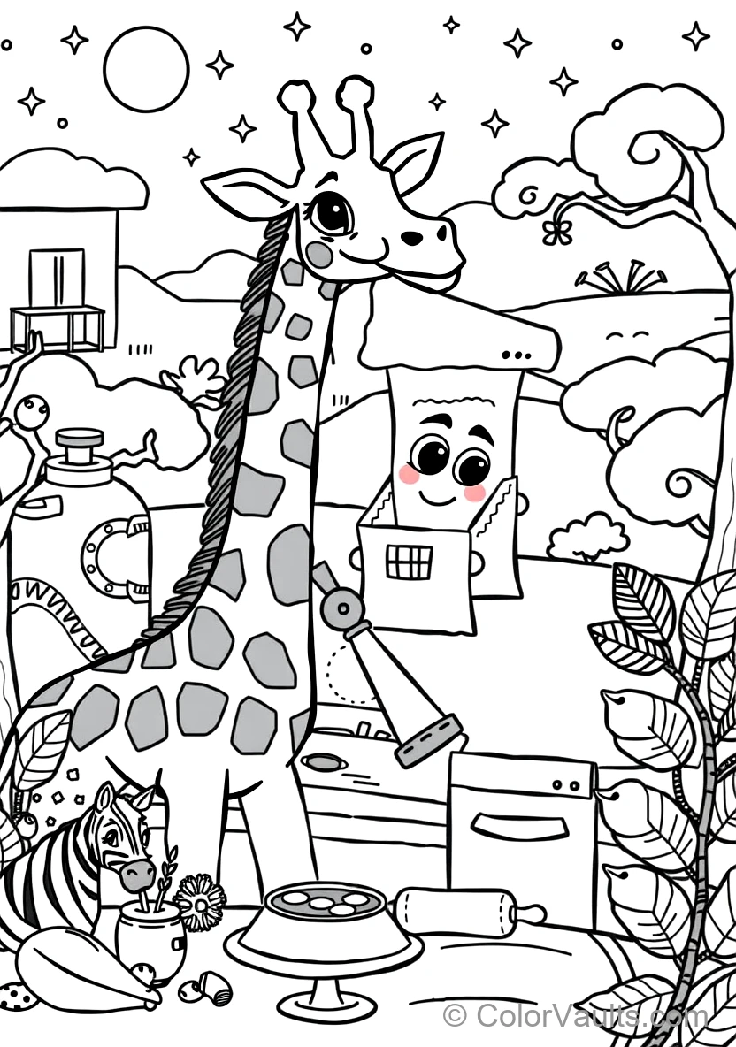 Blippi Feeding a Friendly Tall Giraffe with Acacia (Scene 7)
