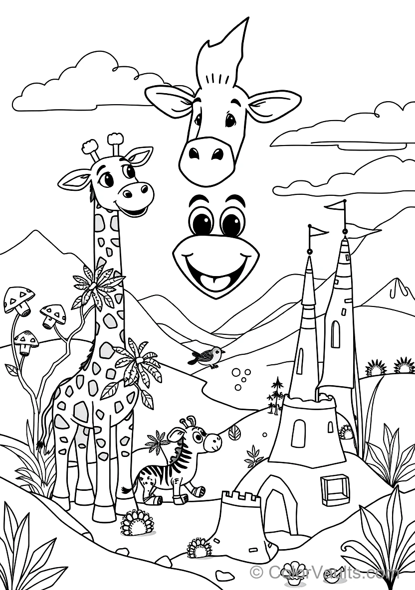 Blippi Feeding a Friendly Tall Giraffe with Acacia (Scene 8)