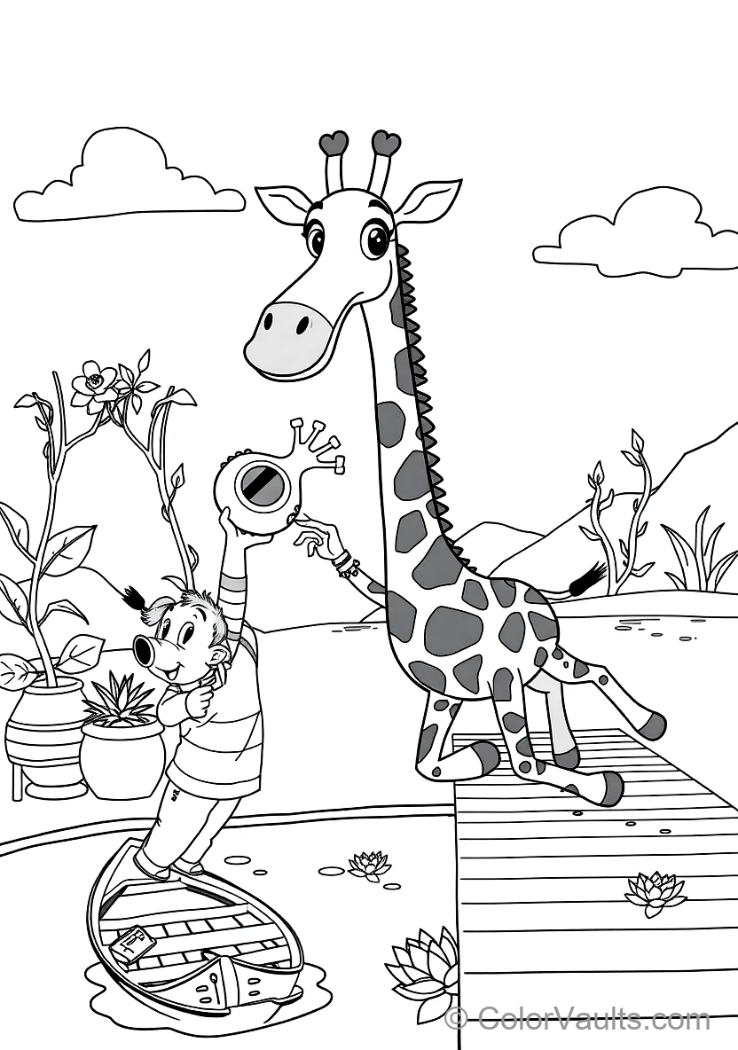 Blippi Feeding a Friendly Tall Giraffe with Acacia (Scene 14)