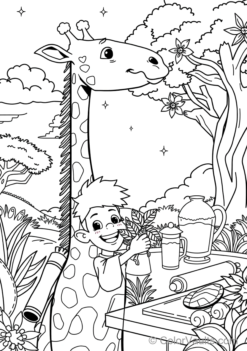 Blippi Feeding a Friendly Tall Giraffe with Acacia (Scene 15)