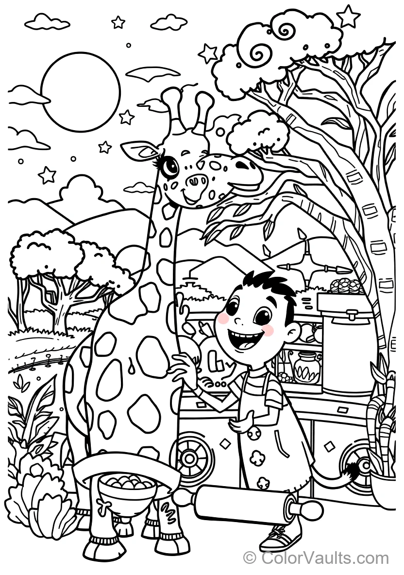 Blippi Feeding a Friendly Tall Giraffe with Acacia (Scene 27)