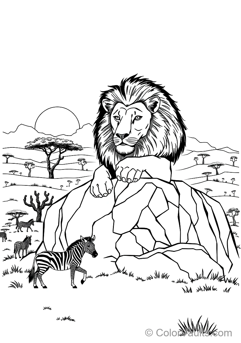 Proud African Male Lion with a Magnificent Dark Mane