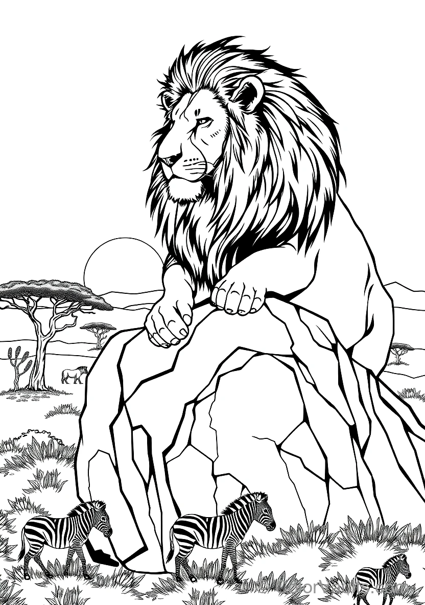 Proud African Male Lion with a Magnificent Dark Mane (Scene 2)