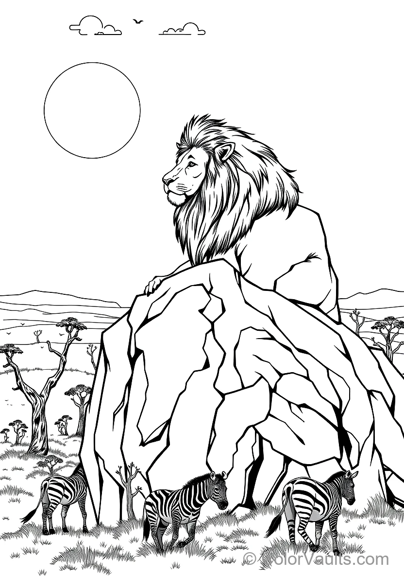 Proud African Male Lion with a Magnificent Dark Mane (Scene 3)